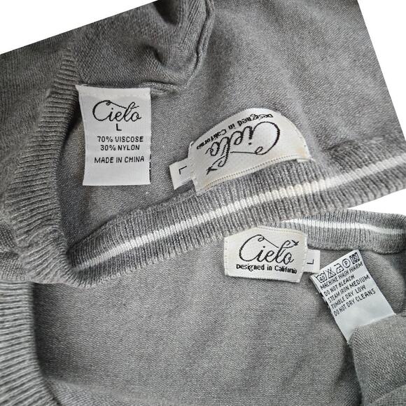 Cielo Gray Pullover Women's Crew Neck Sweater Size Large - Picture 3 of 4